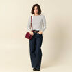 T-shirt ray&eacute; ajust&eacute; manches longues bleu femme