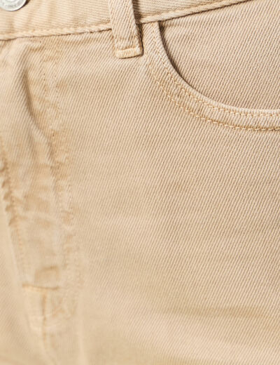 Jeans slouchy taille haute en coton beige femme