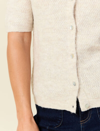 Gilet manches courtes creme femme