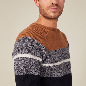 Pull manches longues fabriqué en France marron homme