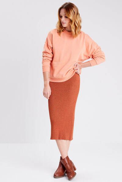 Sweat manches longues rose clair femme