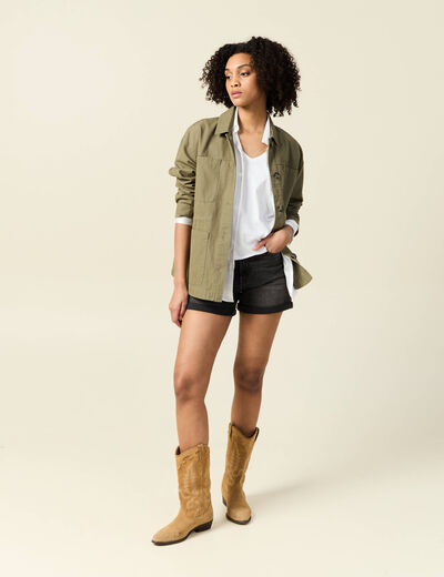 Surchemise oversize vert kaki femme