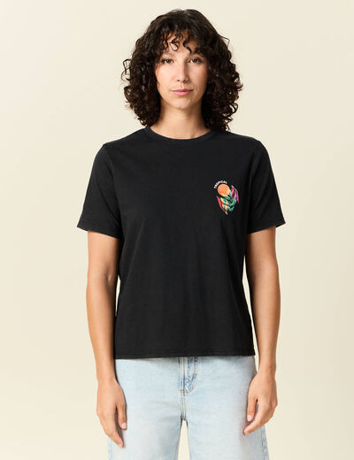 T-shirt manches courtes noir femme