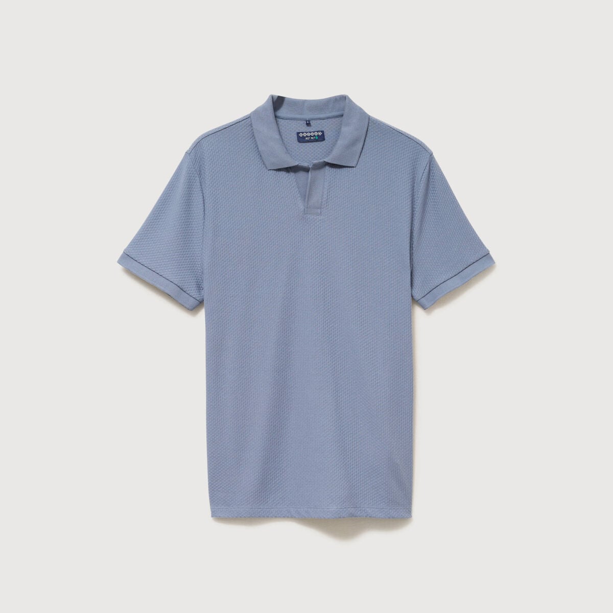 Polo manches coude bleu gris homme