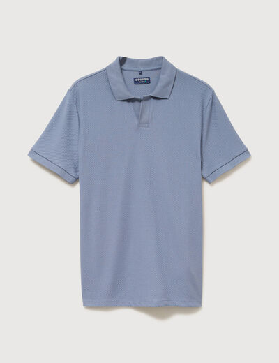 Polo manches coude bleu gris homme