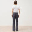 Pantalon flare &agrave; carreaux taille haute bleu gris femme