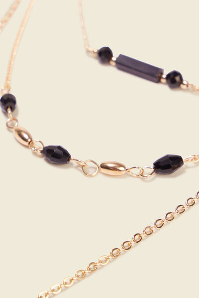 Collier multirangs noir femme