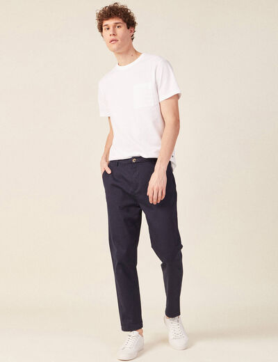 Pantalon chino 7/8ème bleu marine homme