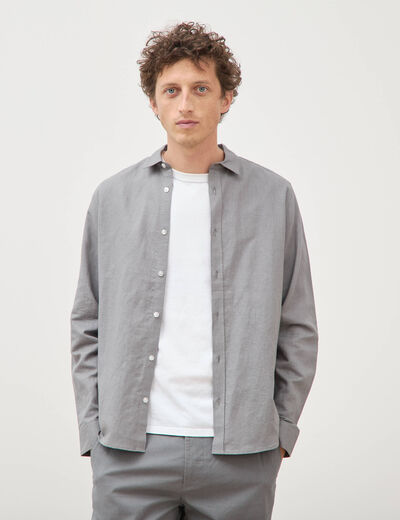 Chemise manches longues gris homme