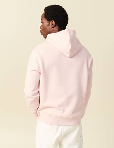 Sweat &agrave; capuche rose poudr&eacute;e homme