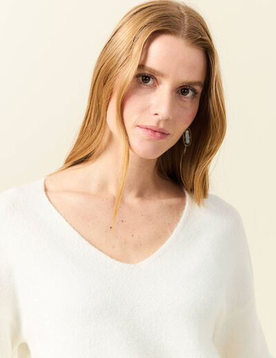 Pull manches longues ecru femme