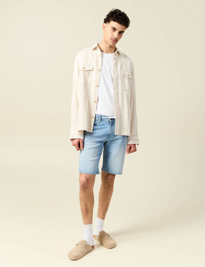 Bermuda confort ultra stretch denim bleach homme