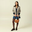 Blazer manches longues col tailleur beige femme