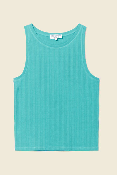 Débardeur bretelles larges bleu turquoise femme