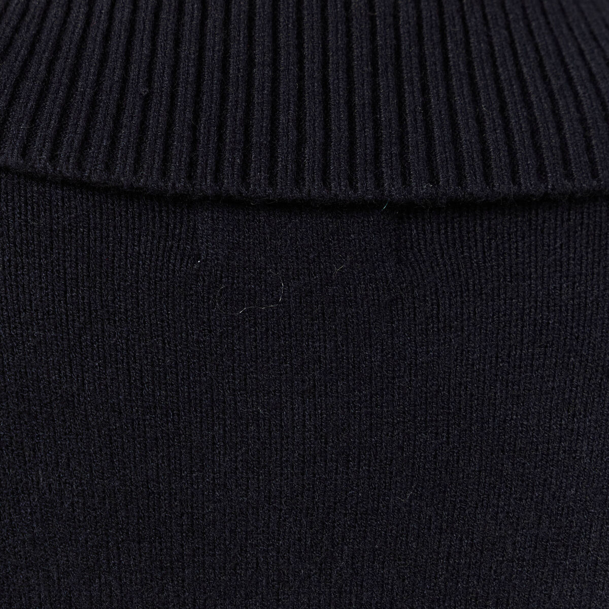 Pull col polo manches longues bleu marine femme