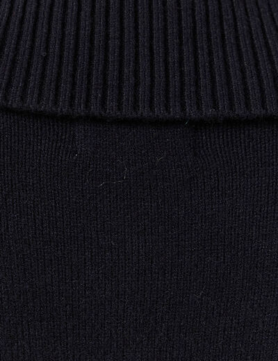 Pull col polo manches longues bleu marine femme
