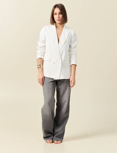 Veste esprit blazer droite ecru femme