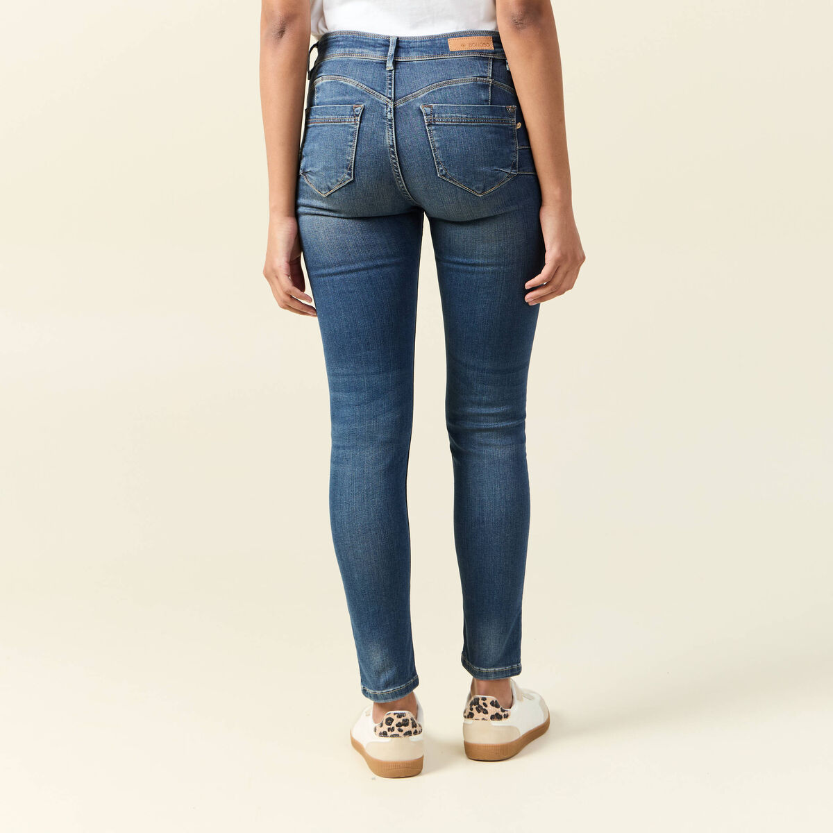 Jeans skinny push up 7/8ème denim stone femme