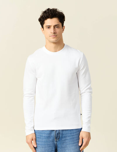 T-shirt manches longues blanc homme