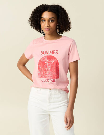 T-shirt manches courtes rose femme