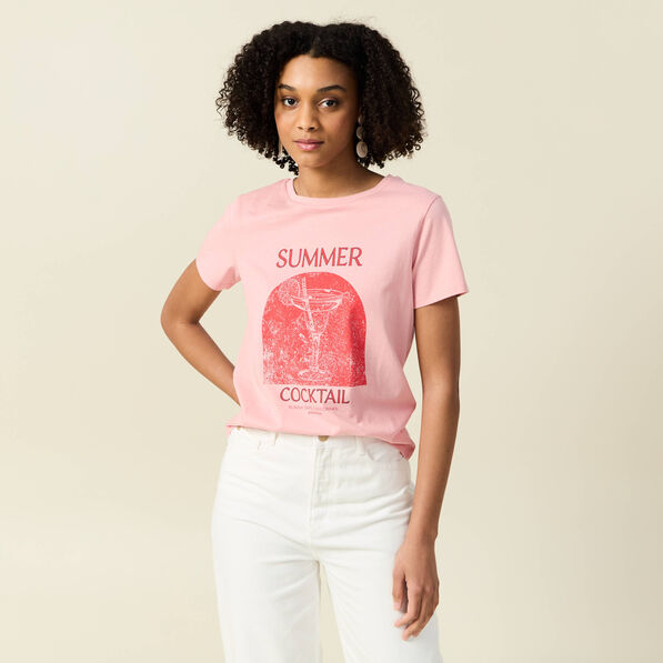 T-shirt manches courtes rose femme