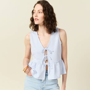 Blouse sans manches bleu pastel femme