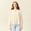 Blouse manches longues brodée creme femme