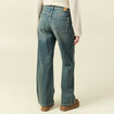 Jeans large taille haute bleu gris femme