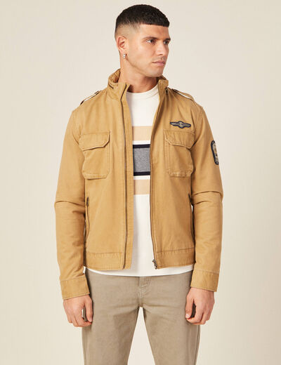 Blouson droit à col montant camel homme