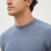 Pull manches longues col rond bleu gris homme