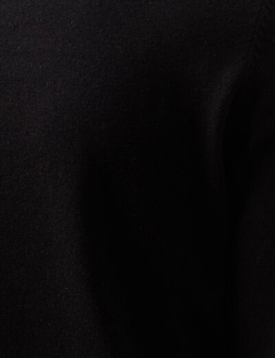 Pull droit court manches longues noir homme