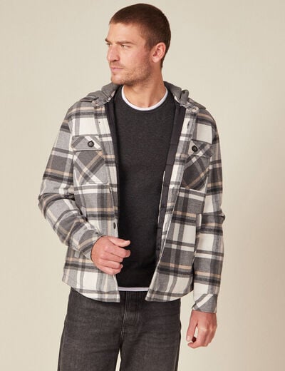 Surchemise &agrave; capuche manches longues gris fonc&eacute; homme
