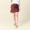 Jupe droite satin marron femme