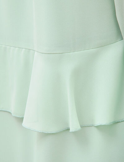 Robe courte &eacute;vas&eacute;e manches longues vert pastel femme