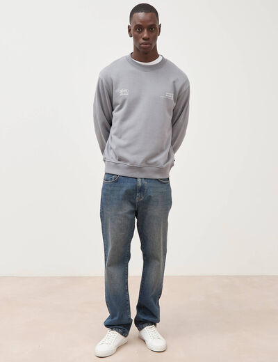 Sweat col rond manches longues gris homme