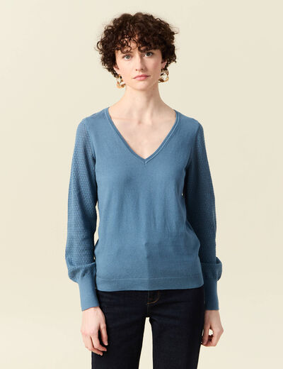 Pull manches longues bleu clair femme