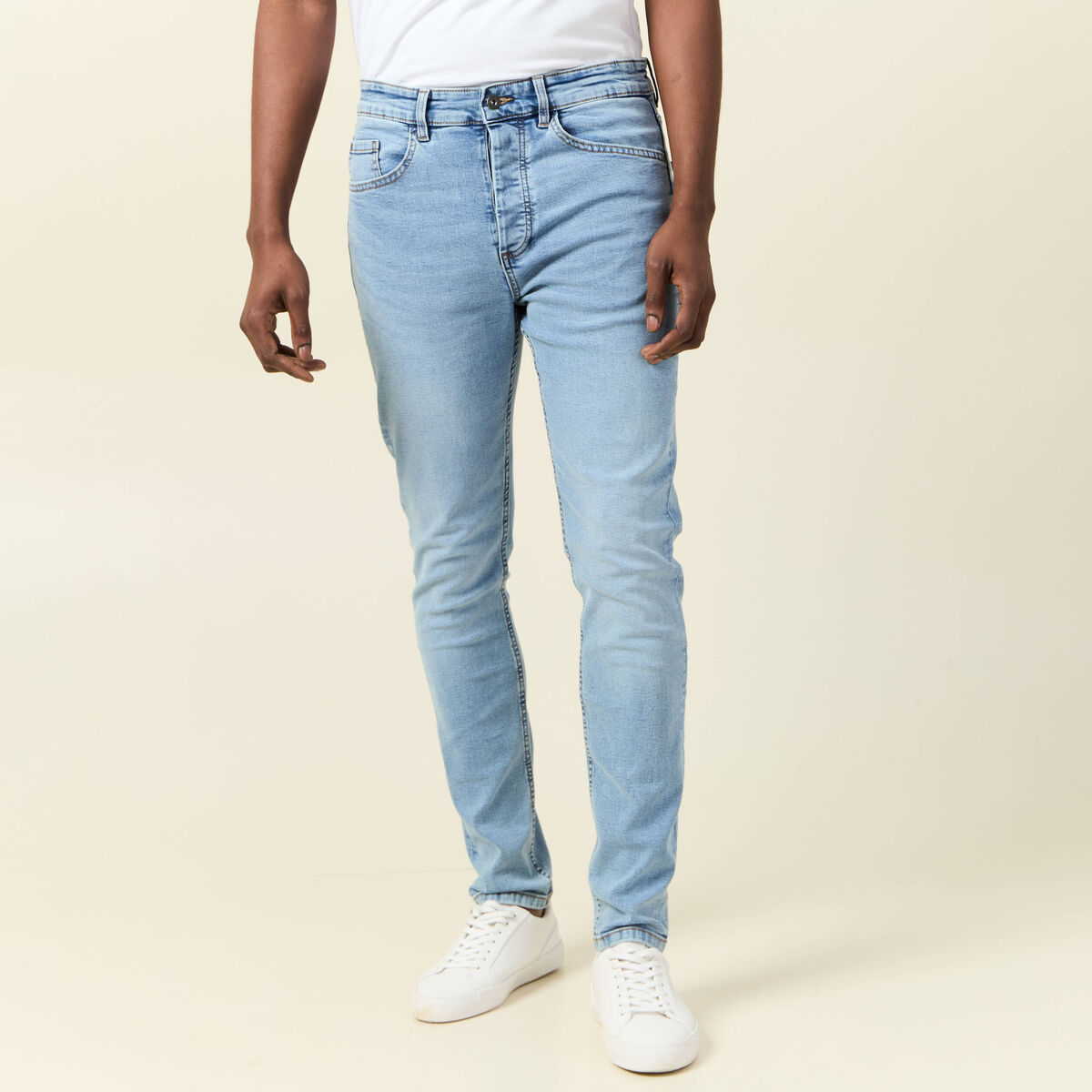 Jeans skinny tapered denim bleach homme