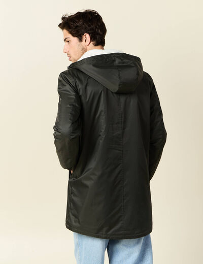 Coupe-vent doublé à capuche vert kaki homme