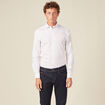 Chemise cintr&eacute;e en coton manches longues blanc homme