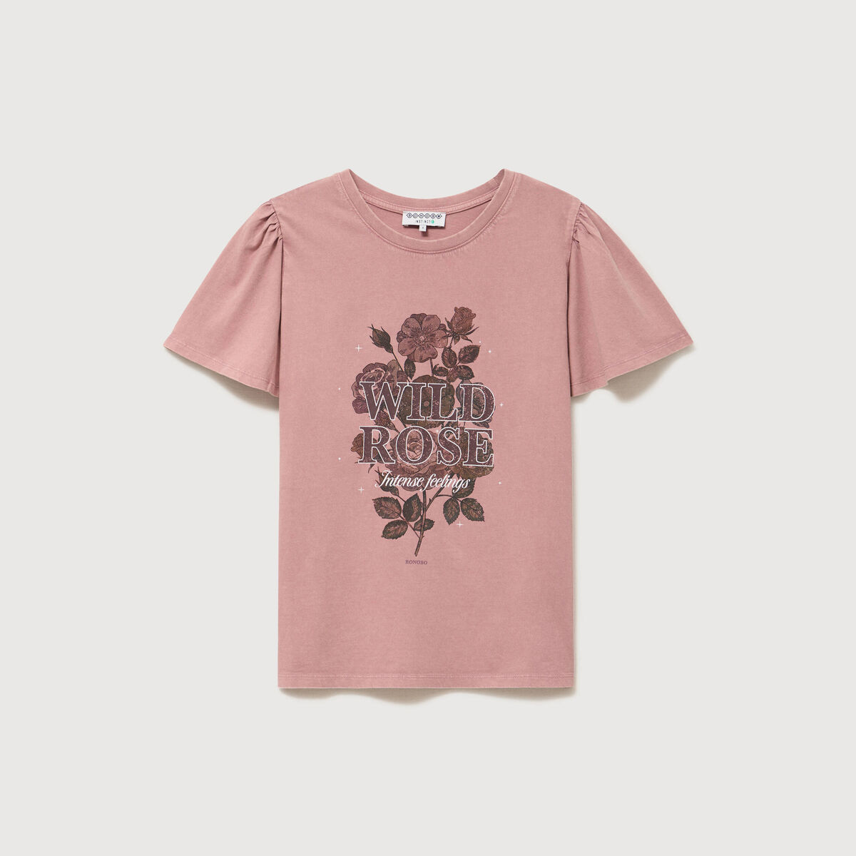 T-shirt droit col rond manches courtes vieux rose femme