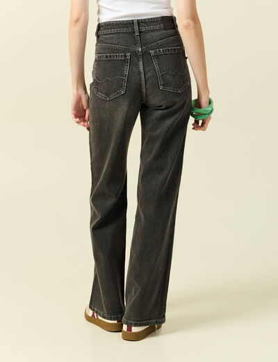 Jeans large taille haute denim snow gris femme