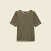 T-shirt manches courtes brillant vert kaki femme