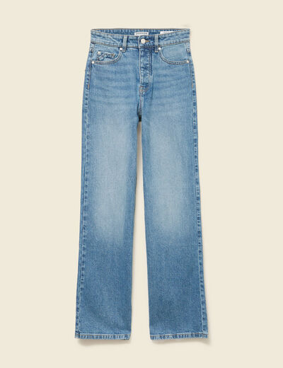 Jeans large taille haute denim stone femme