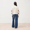 Pull manches longues bouclette col rond prune femme