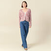 Cardigan droit court manches longues orange corail femme