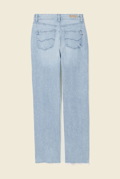 Jeans large déchiré denim bleach femme