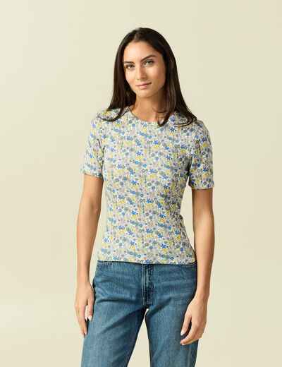T-shirt manches courtes bleu femme