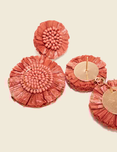 Boucles d'oreilles pendantes orange femme