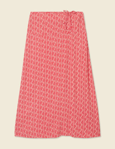 Jupe longue portefeuille rouge femme