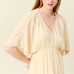 Robe longue empire col en V creme femme